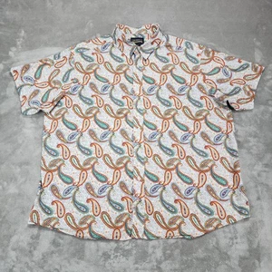 Camisa Cremieux Para Hombres 2XB Blanca Paisley Manga Corta Abotonada Elastizada Grande Alta - Imagen 1 de 10