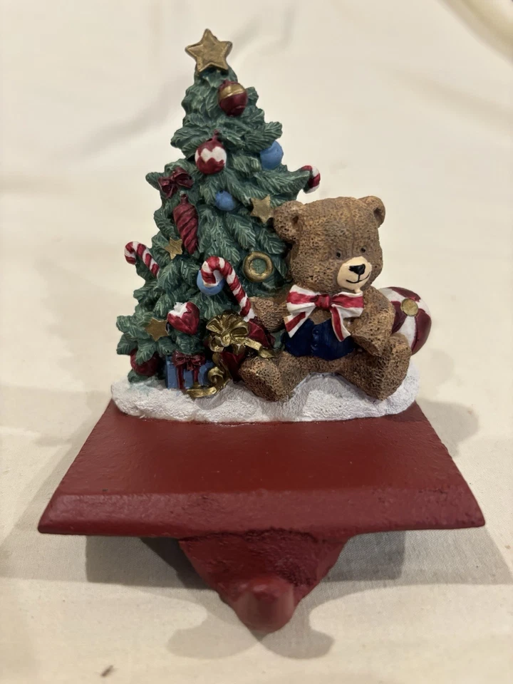 Trim a Home Cast Iron and Resin Stocking Holder Santa in Sleigh Animals