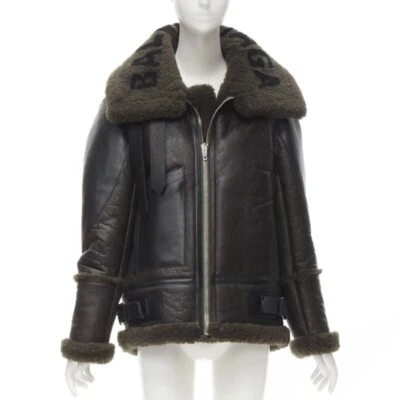 BALENCIAGA Demna 2018 Runway Le Bombardier green shearling aviator jacket XS - Image 1 of 4