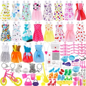 133PCS Doll Clothes Party Dress Shoes Bags Necklace Toy Accessory Set Kid Gift - Picture 1 of 8