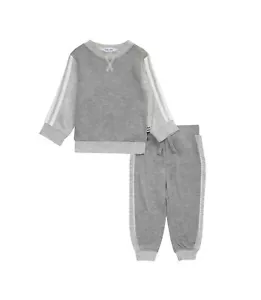 Kids Contrast Stripe Sweatshirt Set for Baby Boy and Infants Mid Heather Grey... - Picture 1 of 2