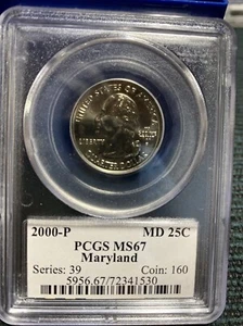 2000 P MARYLAND STATE QUARTER PCGS MS67 - Picture 1 of 5