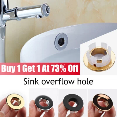 Basin Sink Overflow Cover Kitchen Bathroom Hole Trim Ring Insert Replacement Cap - Image 1 of 4