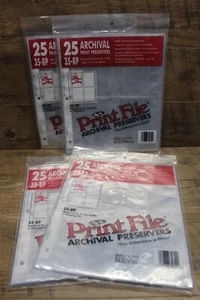 Print File Archival protective print preservers 35-8P sleeve sheets 25 pack x 4 - Picture 1 of 7