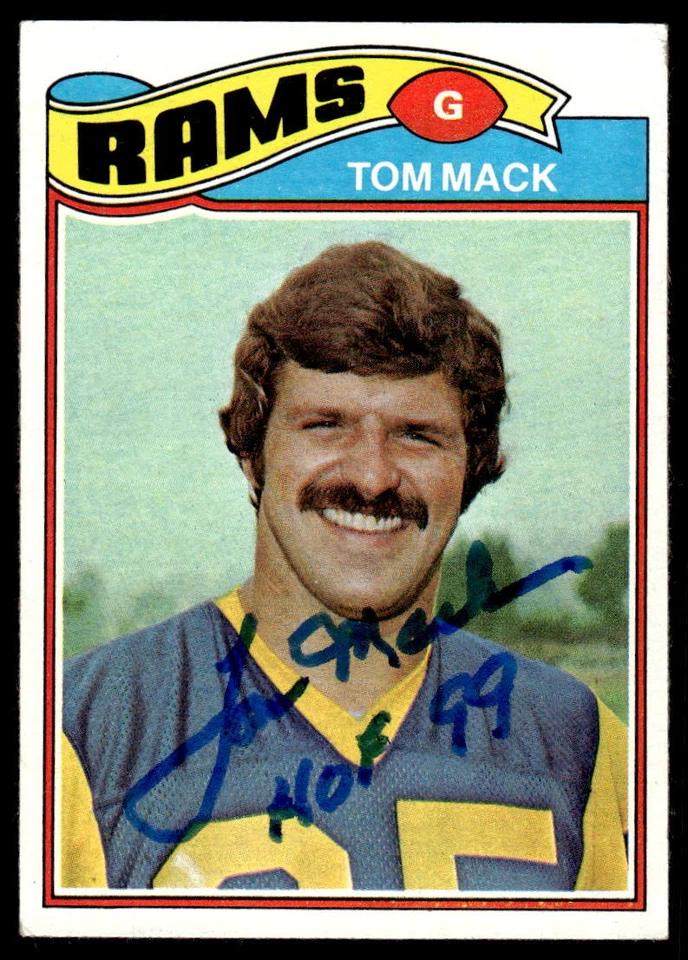 Tom Mack Signed LOS ANGELES RAMS Card   1977 Topps   HOF - Image 1 of 1