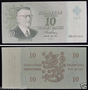 Finland Banknote 10 Markka 1963 UNC, Litt. A - Picture 1 of 1