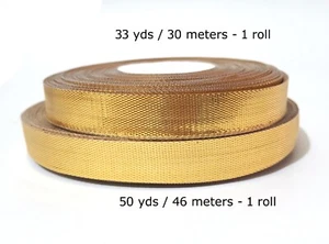 1/2" / 13mm wide - 33 yd /30 mt or 50 yd / 46 mt Gold Metallic Ribbon Trim MR21 - Picture 1 of 10