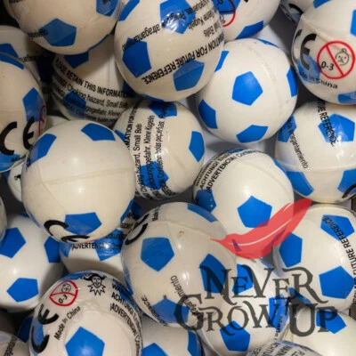 BLUE Football Bouncy Balls 1-50 Party Bag Fillers Xmas Stocking Kids Pocket Toy - Image 1 of 4