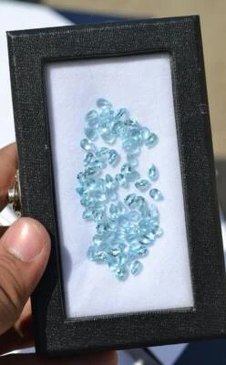 20 piece New Fresh 6x4 mm Pear Slightly incloose 7 ct Natural Faceted Blue Aqua - Image 1 of 4