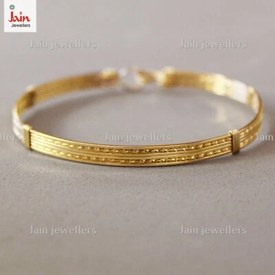 18 Kt, 22 Kt Real Solid Yellow Gold Wirewrapped Women's Gifts Bangle Bracelet - Imagem 1 de 4