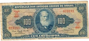 Brazil 100 Cruzeiros 1955-59 F - Picture 1 of 2