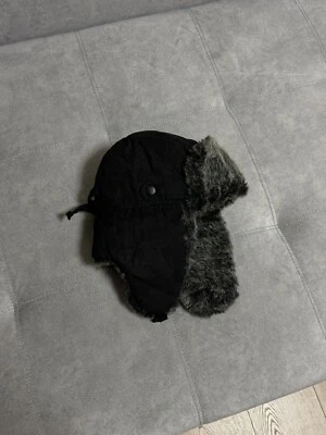 Vintage  Trapper Hat Fur Fuzzy Y2K USA Ushanka Japanese Men’s Black Suede Style - Image 1 of 4