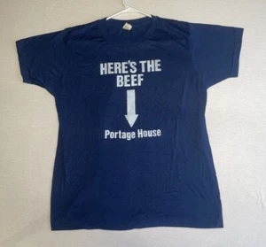 VTG SCREEN STARS Here’s The Beef Arrow T Shirt 80s Raunchy Humor Sexual 50/50 L - Picture 1 of 15