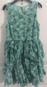 Girl’s Justice Green Lace Sleeveless Dress Size 7 - Picture 1 of 3