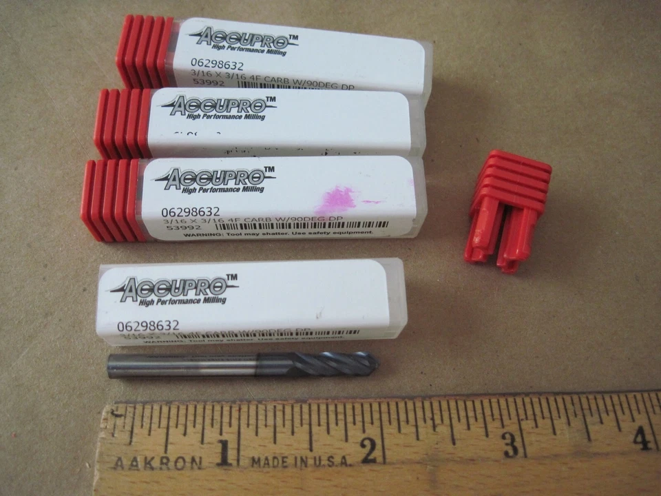 () Accupro 06298632 Carbide Drill Mill 3/16" /8 " 4FL 90° AlTIN