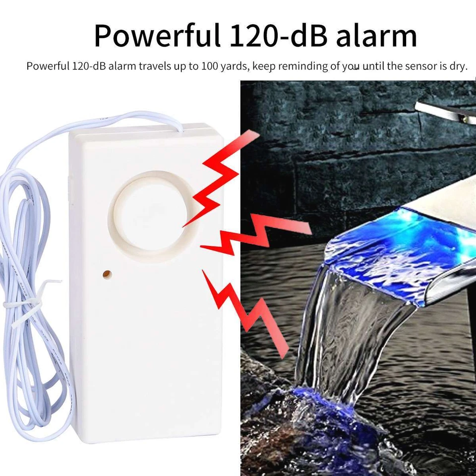 120dB Water Leak Alarm Flood Level Overflow Detector Sensor Home Security Alert - Image 1 of 4