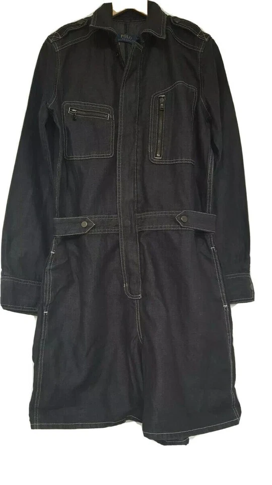 Polo Ralph Lauren Women's Denim Long Sleeve Romper, Black, 6 - Изображение 1 из 1
