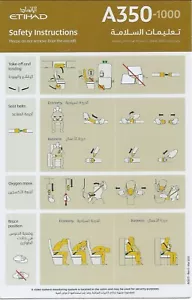 Etihad Airways Airbus 350-1000 Safety Card RARE !!! - Picture 1 of 1