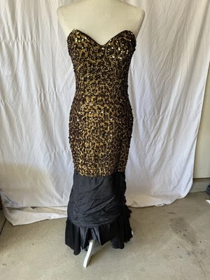 80’s 90’s Zum Zum Sequin Cheetah Lentejuelas Sirena Vestido Foto 1 de 4