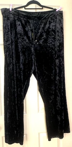 Melissa Paige Plus 3X Hose schwarz Crushed Samt weites Bein Gummizug & Kordelzug - Bild 1 von 10