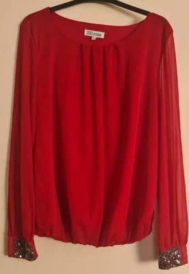 Longsleeved red Blouse size 16 - Image 1 of 4