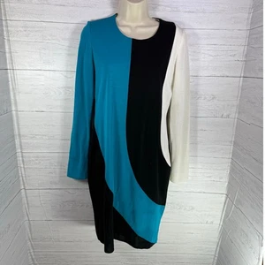 Abito piccolo Misook acqua nero colorblock midi old money tranquillo lusso carriera offi - Foto 1 di 11