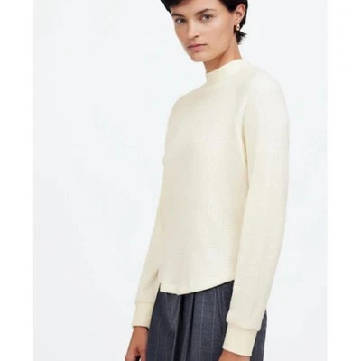 Madewell Women's Long Sleeve Waffle Knit Mock Neck Top Cream Size L - Image 1 of 4