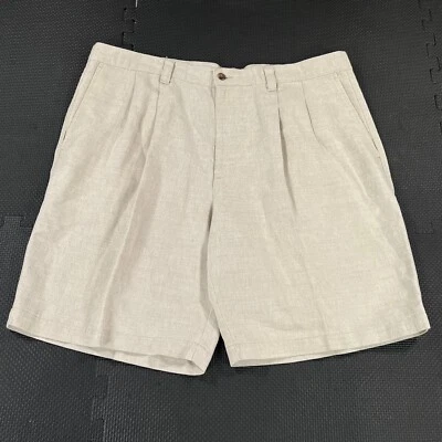 Pantalones Cortos Chinos Dockers De Colección Años 90 Para Hombre 40 Caqui Tostado Mezcla de Lino Plisados Foto 1 de 4