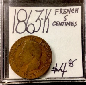 1863 K French 5 Centimes! ENN Coins - Picture 1 of 3