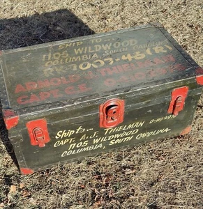 Vintage WW2 US Named Army Captain Luzon Footlocker With Tray Chest Trunk - Picture 1 of 6