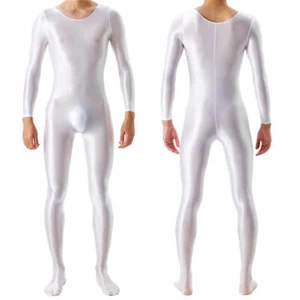 Herren Langarm Body glänzend glänzend glänzend Strampler Dessous Nasslook Overall Catsuit - Bild 1 von 39