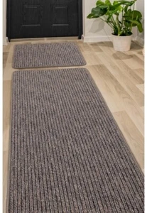 taupe Mix 5ft kitchen runner and door mat combo non slip/washable hard wearing - Picture 1 of 3