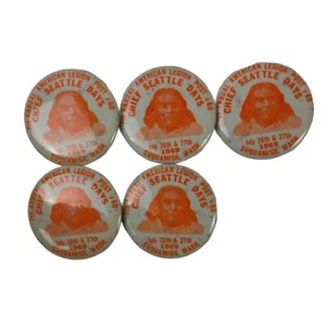 Lot of 5 1969 CHIEF SEATTLE DAYS Annual Pinback Button Pin Suquamish WA State - Picture 1 of 5