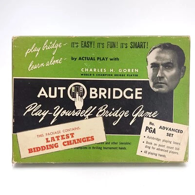 Vtg Auto Bridge Travel Game Play Yourself Advanced Charles Goren Grannycore Gift - Image 1 of 3