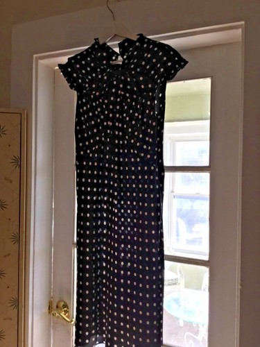 NUOVO Abito Moschino Italia Seta Bianco e Nero a Polka Dot Bias Tagliata 10