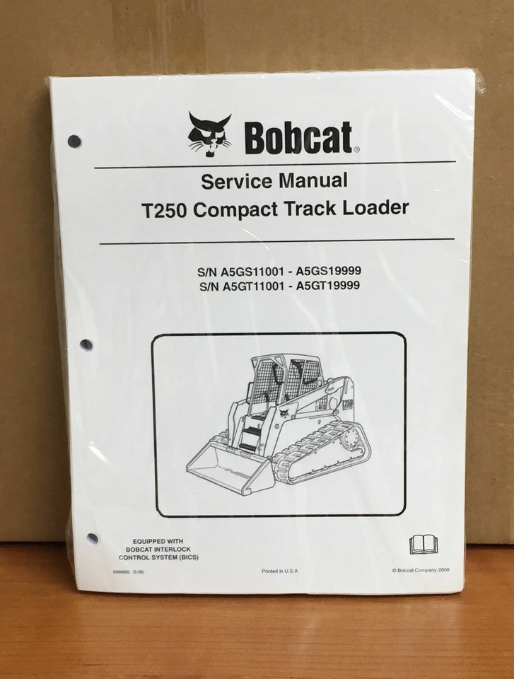 Bobcat T250 Track Loader Service Manual Shop Repair Book 4 Part # 6986682 - Image 1 of 1