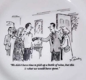 1999 Restaurierung Hardware The New Yorker Cartoon Käseplatte 8" Flasche Wein - Bild 1 von 12