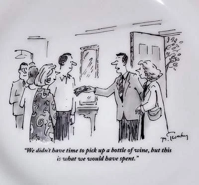 Plato de queso de dibujos animados The New Yorker 1999 Restoration Hardware botella de vino de 8" Foto 1 de 4