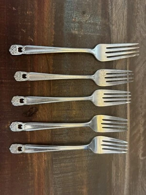 De colección 1847 Rogers & Bros Eternally Yours - 4 tenedores de ensalada 1 cubiertos de cena Foto 1 de 3