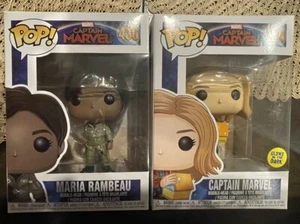 Funko Pop Lot Captain Marvel w/ Lunchbox (Glow in the Dark) #444 & Maria Rambeau - Picture 1 of 5