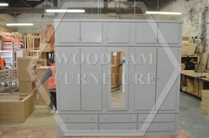 HANDMADE AYLESBURY 5 DOOR 6 DRAWER WARDROBE WITH TOPBOX IN GREY (NOT FLATPACKED) - Picture 1 of 12