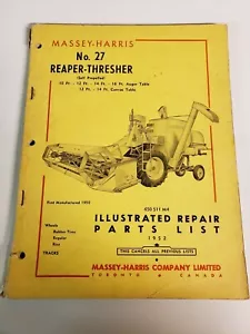 Catálogo manual de piezas originales trilladoras Massey Harris 27 segadoras - Imagen 1 de 7