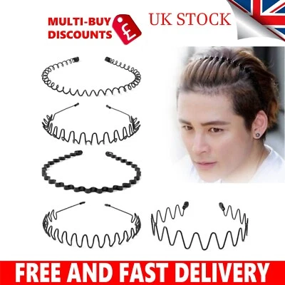 Black Metal Sports Hairband Headband Wave Alice Style Hair band Unisex Men Women