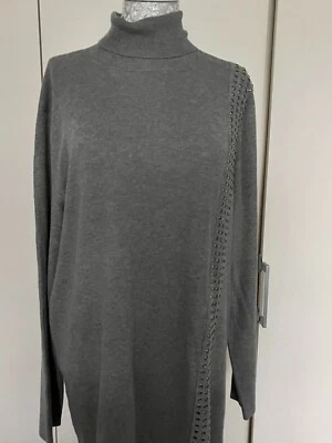 WALLIS GREY ROLL NECK LONG JUMPER SIZE 16 - Image 1 of 3
