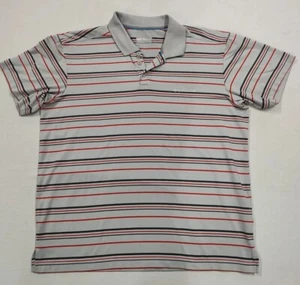 Columbia Red Gray Striped Short Sleeve Polo Golf Shirt Men Size L - Picture 1 of 10