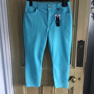 NWT Turquoise Slim Crop Pedal Pushers 16 - Picture 1 of 6