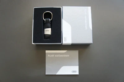 NIB Genuine Audi Q3 Stainless Steel Leather Keychain Made in Germany 3181400213 Foto 1 de 4