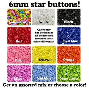 50 or 100 6mm Star 2 Hole Buttons Mix Crafts Doll Buttons 6mm star - Picture 1 of 7