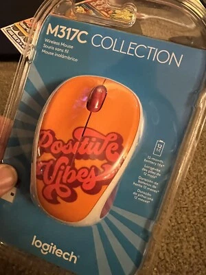 Logitech M317C Collection Wireless Battery-Operated Orange Mouse, Positive Vibes - Image 1 of 4