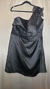 NWT Davids Bridal Satin One Shoulder Dress Ruching knee gown 84333 SZ 22 - Picture 1 of 7